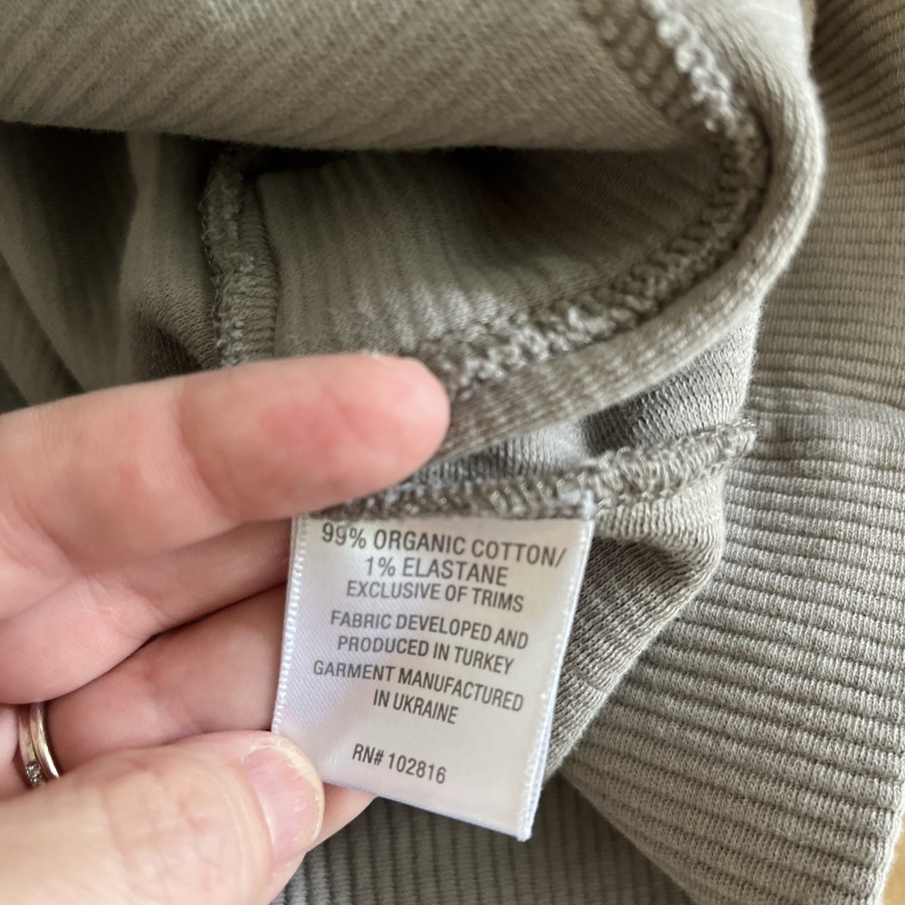 Garnet Hill Organic Cotton Ribbed Cocoon Dress Medium Grey Taupe Pockets - Picture 11 of 12